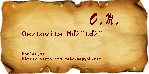Osztovits Máté névjegykártya
